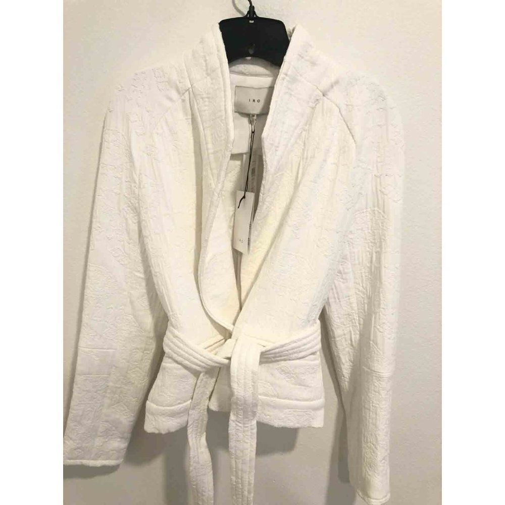 IRO Hawaispe White Cotton Jacquard Jacket Belted - Picture 3 of 8